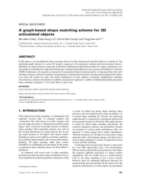 (PDF) A graph-based shape matching scheme for 3D articulated objects