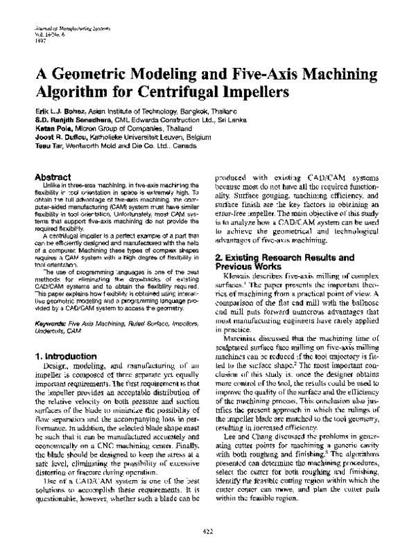 (PDF) A geometric modeling and five-axis machining algorithm for ...