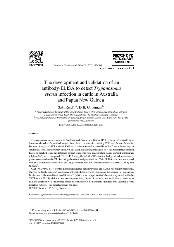 (PDF) The development and validation of an antibody-ELISA to detect ...