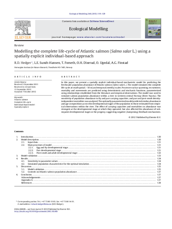 (PDF) Modelling the complete lifecycle of Atlantic salmon (Salmo salar L.) using a spatially