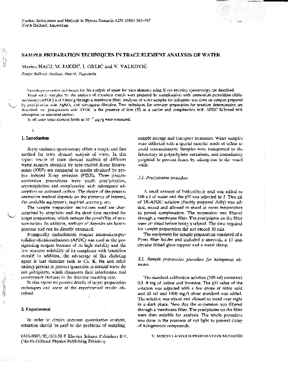 (PDF) Sample preparation techniques in trace element analysis by X-ray ...