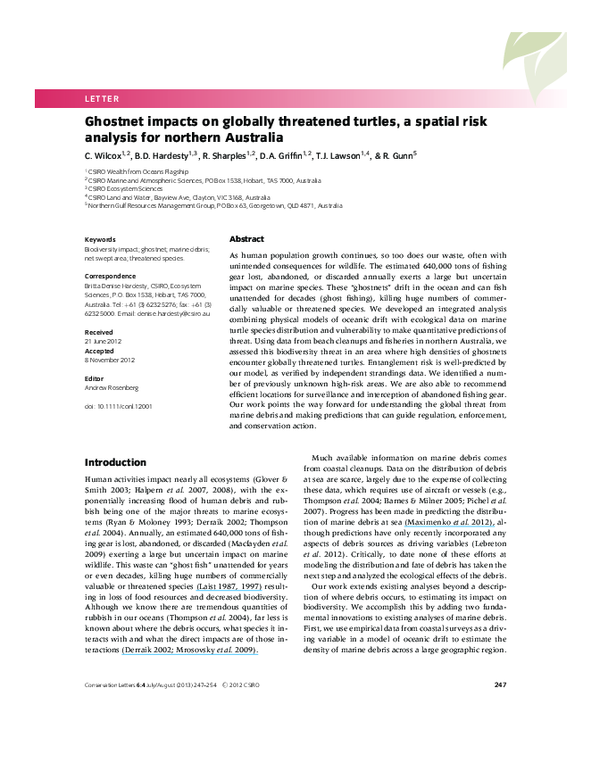 (PDF) Ghostnet impacts on globally threatened turtles, a spatial risk ...