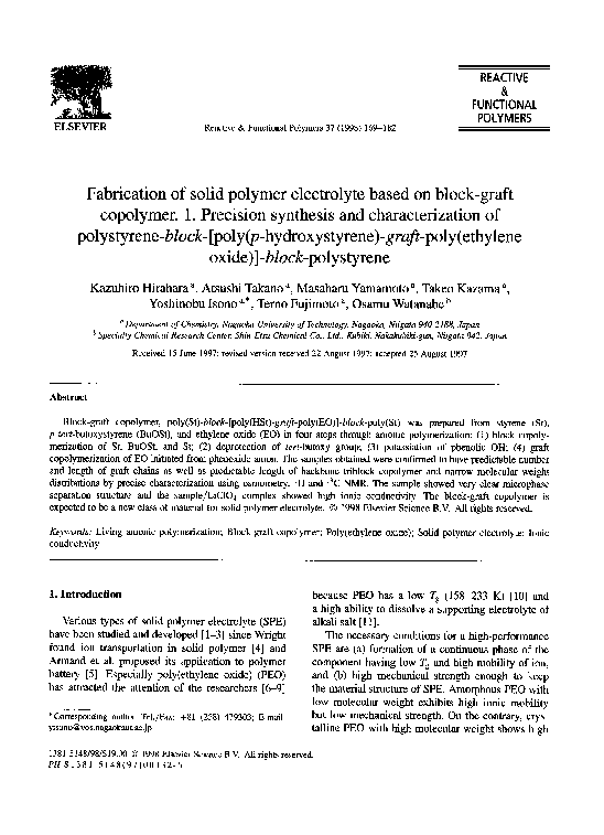 (PDF) Fabrication of solid polymer electrolyte based on block-graft ...