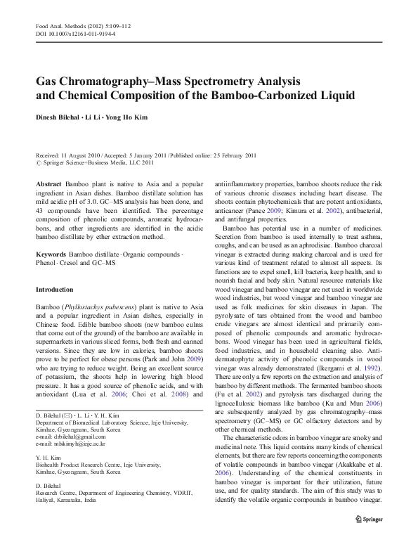 (PDF) Gas chromatography–mass spectrometry analysis of volatile ...