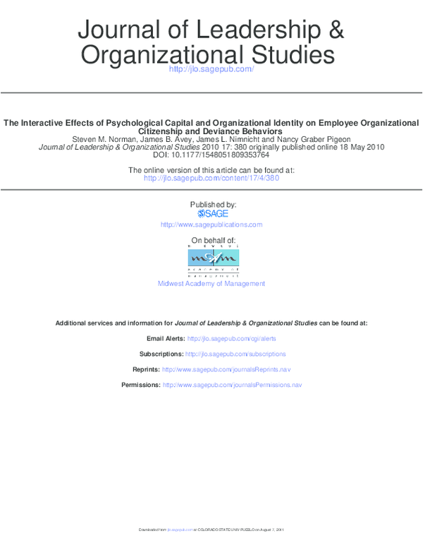 (PDF) The Interactive Effects of Psychological Capital and ...