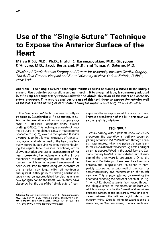 (PDF) Use of the “Single Suture” Technique to Expose the Anterior ...