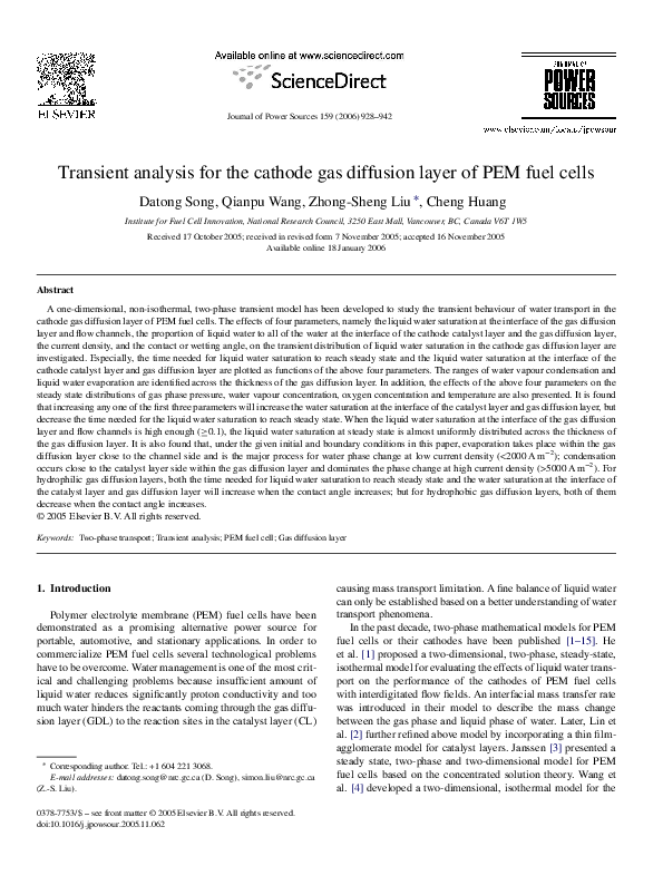 (PDF) Transient analysis for the cathode gas diffusion layer of PEM ...