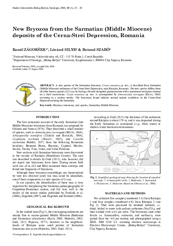 (PDF) New Bryozoa from the Sarmatian (Middle Miocene) deposits of the ...