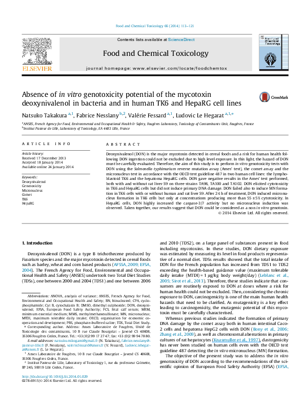 (PDF) Absence of in vitro genotoxicity potential of the mycotoxin ...