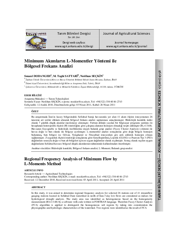 (PDF) Regional Frequency Analysis of Minimum Flow by L-Moments Method