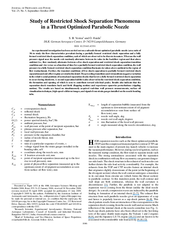 (PDF) Study of Restricted Shock Separation Phenomena in a Thrust ...