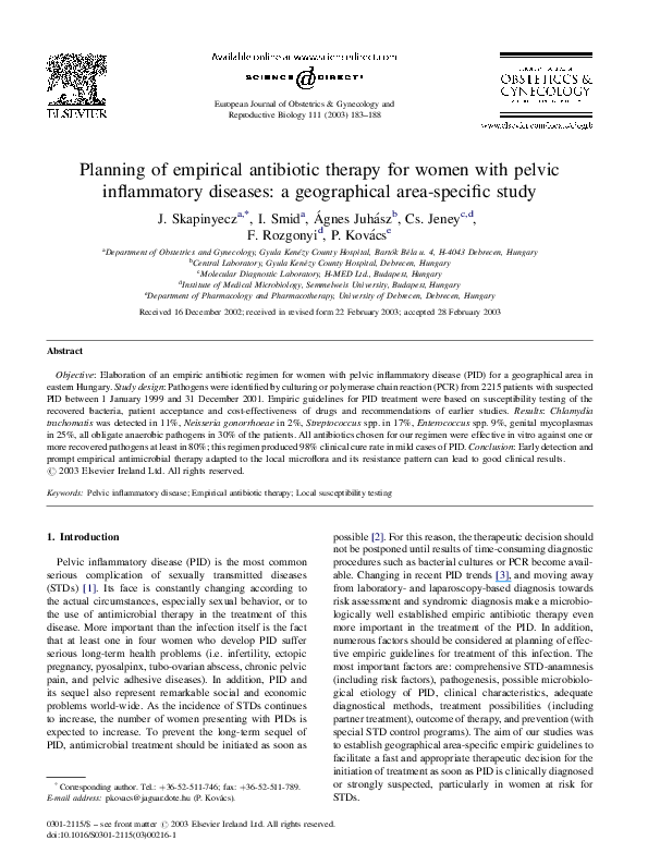 (PDF) Planning of empirical antibiotic therapy for women with pelvic ...