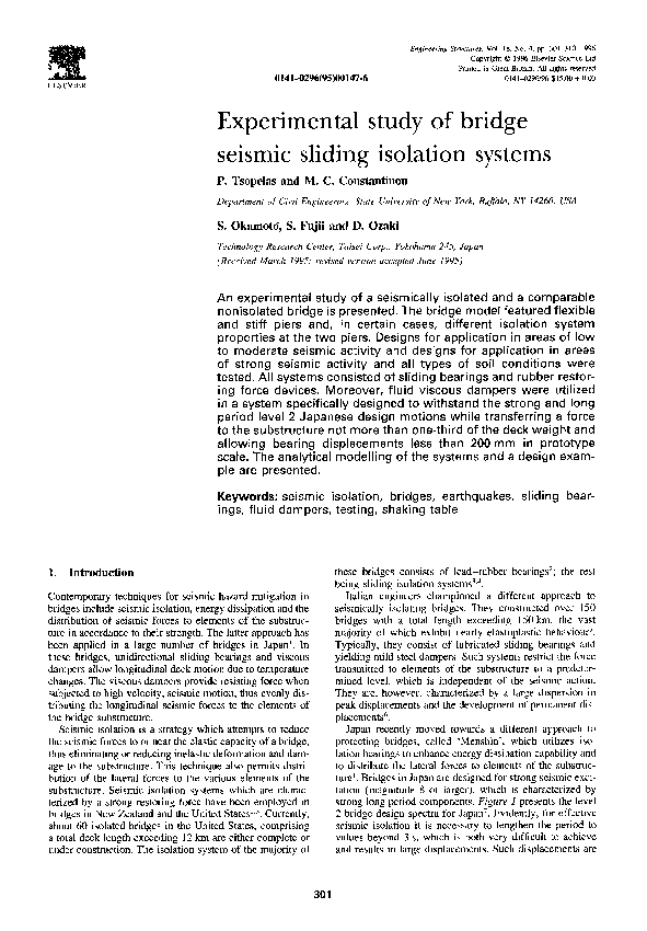 (PDF) Experimental study of bridge seismic sliding isolation systems