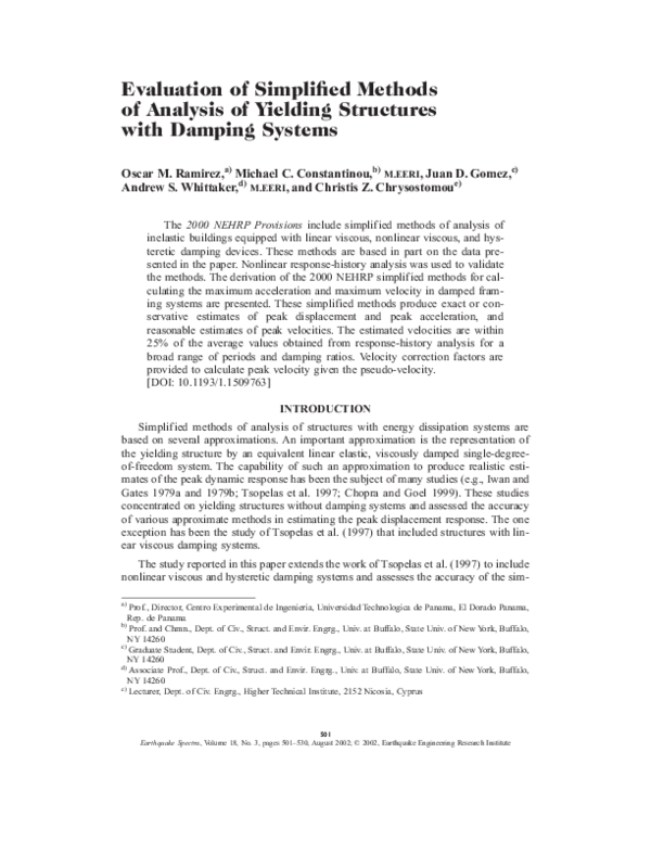(PDF) Evaluation of Simplified Methods of Analysis of Yielding ...