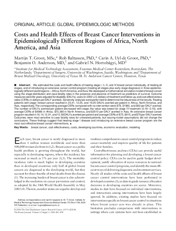 (PDF) Costs and Health Effects of Breast Cancer Interventions in ...