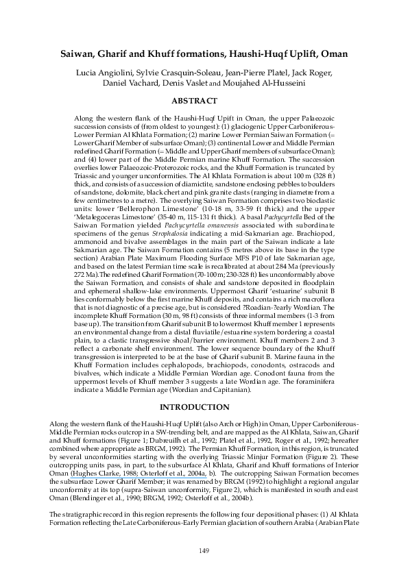 (PDF) Saiwan, Gharif and Khuff formations, Haushi-Huqf Uplift, Oman
