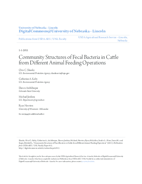 (PDF) Community Structures of Fecal Bacteria in Cattle from Different ...