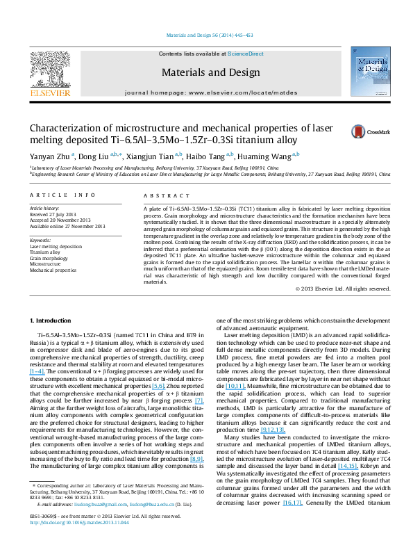 (PDF) Characterization of microstructure and mechanical properties of ...