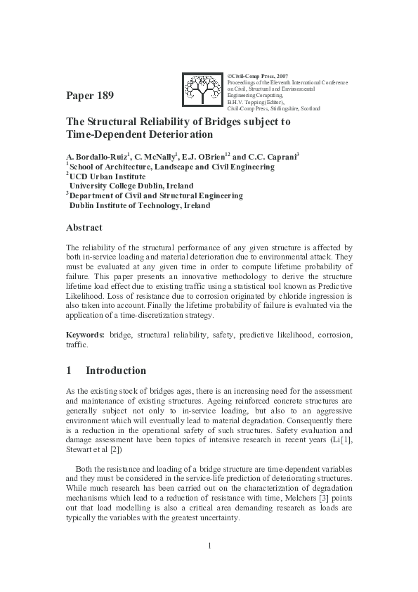 (PDF) The Structural Reliability of Bridges subject to Time-Dependent ...