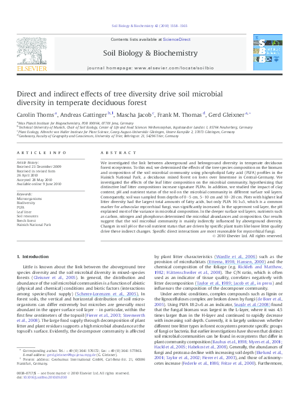 (PDF) Direct and indirect effects of tree diversity drive soil ...