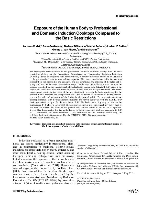 (PDF) Exposure of the Human Body to Professional and Domestic Induction