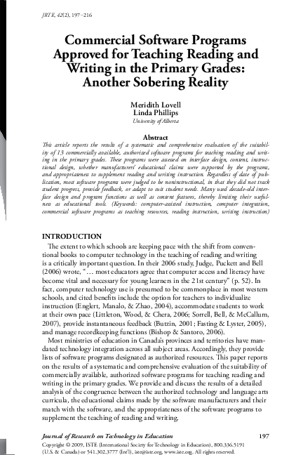 (PDF) Commercial Software Programs Approved for Teaching Reading and ...