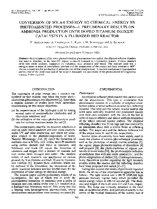 Conversion of solar energy to chemical 