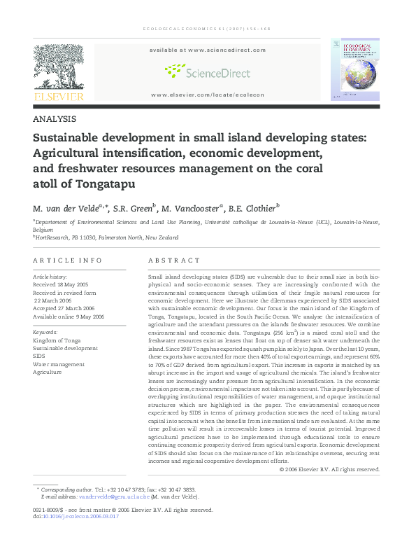 (PDF) Sustainable development in small island developing states ...
