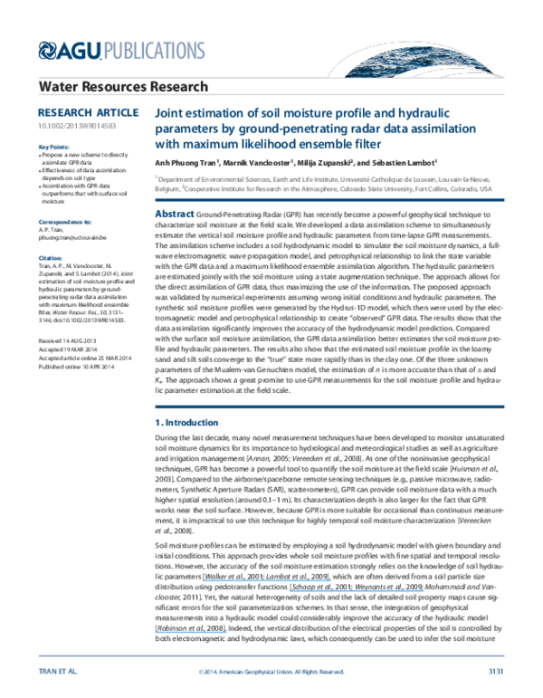 (PDF) Joint estimation of soil moisture profile and hydraulic ...