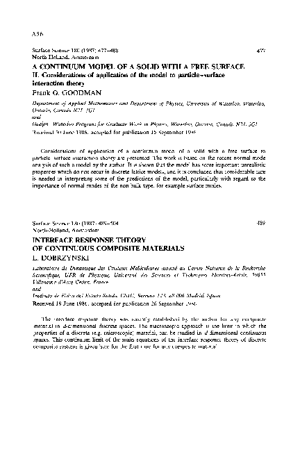 (PDF) INTERFACE RESPONSE THEORY OF CONTINUOUS COMPOSITE SYSTEMS