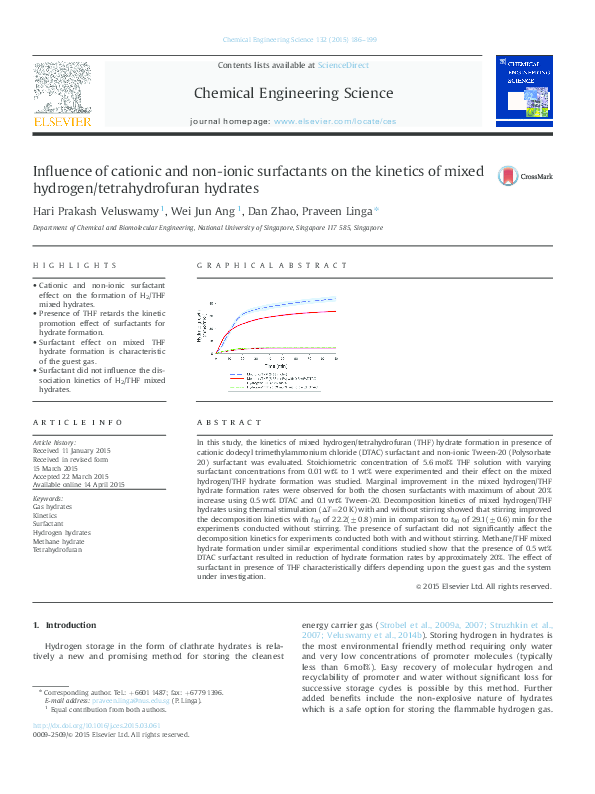 (PDF) Influence of cationic and non-Ionic surfactants on the kinetics ...
