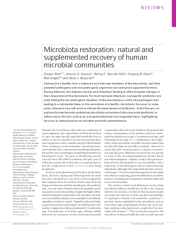 (PDF) Microbiota restoration: natural and supplemented recovery of ...
