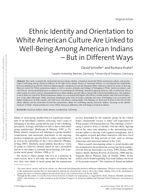 (PDF) Ethnic Identity and Orientation to White American Culture Are ...