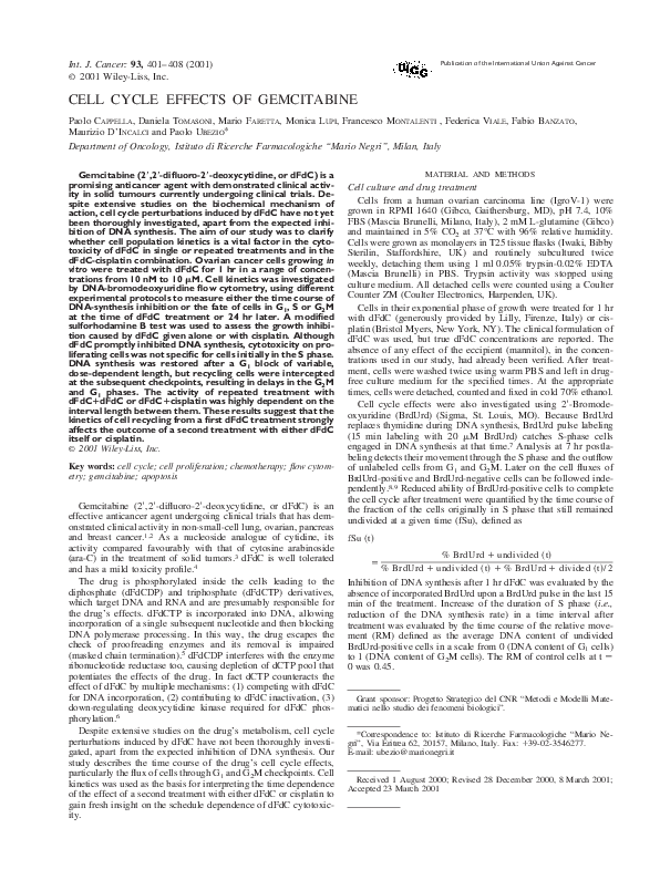 (PDF) Cell cycle effects of gemcitabine