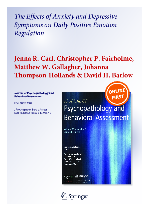 (PDF) The Effects of Anxiety and Depressive Symptoms on Daily Positive ...