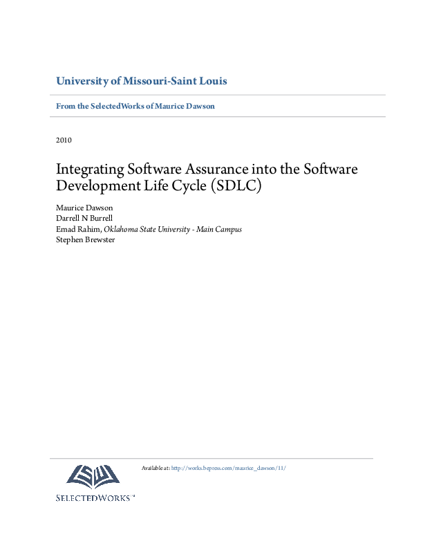 (PDF) Integrating Software Assurance into the Software Development Life ...