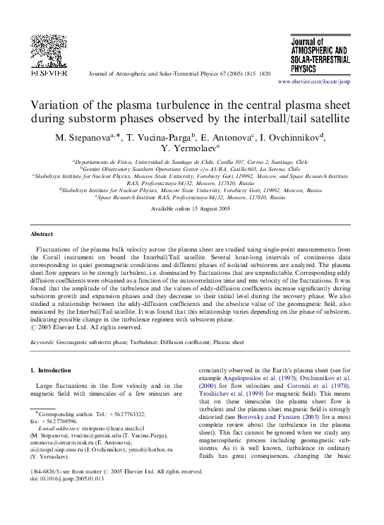 (PDF) Variation of the plasma turbulence in the central plasma sheet ...