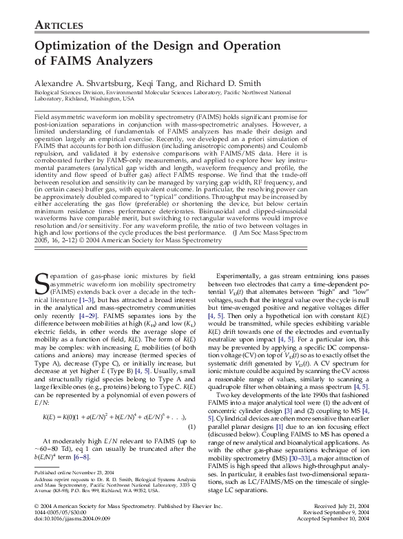 (PDF) Optimization of the design and operation of FAIMS analyzers