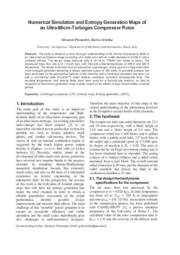 (PDF) Thermo-Fluiddynamic Numerical Simulation and Entropy Generation ...