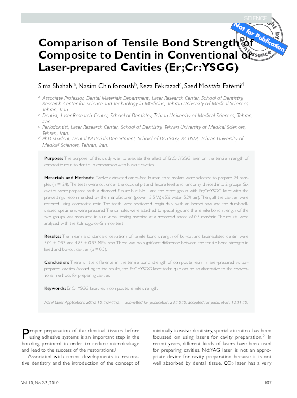 (PDF) Comparison of Tensile Bond Strength of Composite to Dentin in