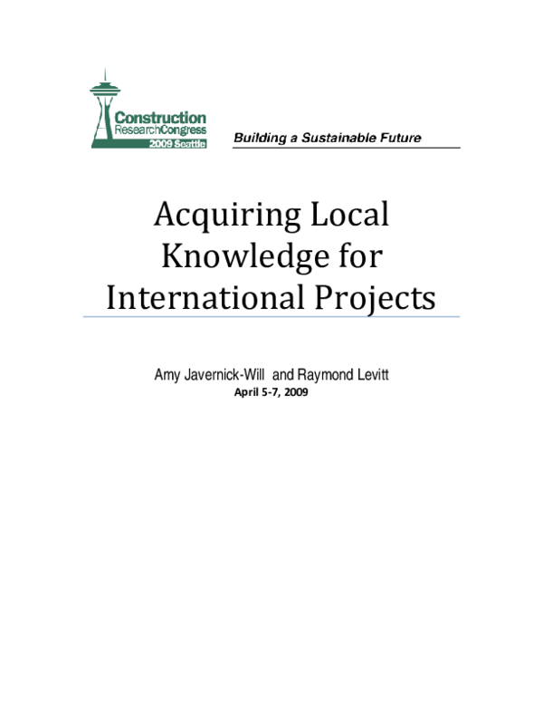 (PDF) Acquiring local knowledge for international projects