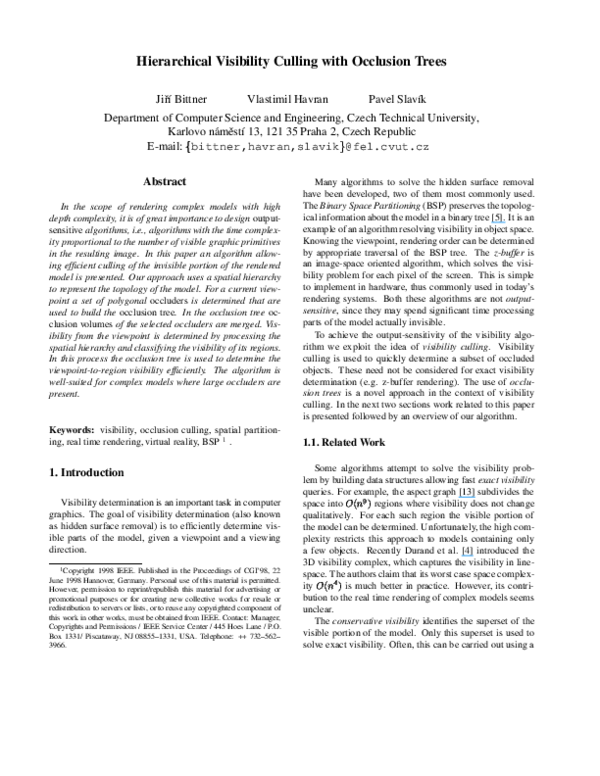 (PDF) Hierarchical visibility culling with occlusion trees