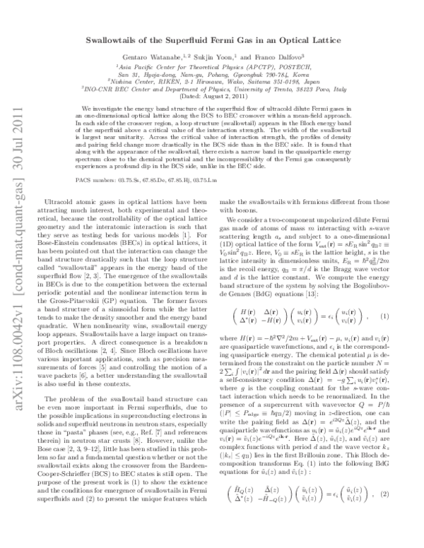 (PDF) Swallowtail Band Structure of the Superfluid Fermi Gas in an ...