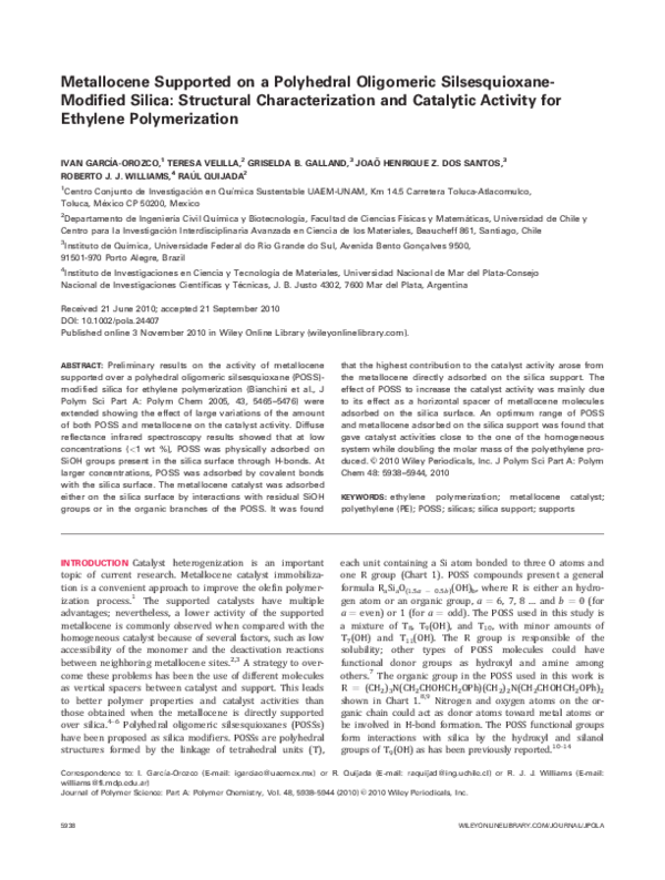(PDF) Metallocene supported on a polyhedral oligomeric silsesquioxane ...