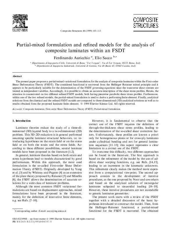 (PDF) Partial-mixed formulation and refined models for the analysis of ...