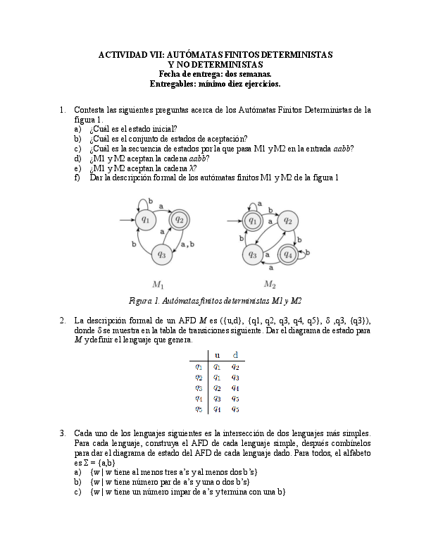 (PDF) ACTIVIDAD VII AUTÓMATAS FINITOS DETERMINISTAS Y NO DETERMINISTAS