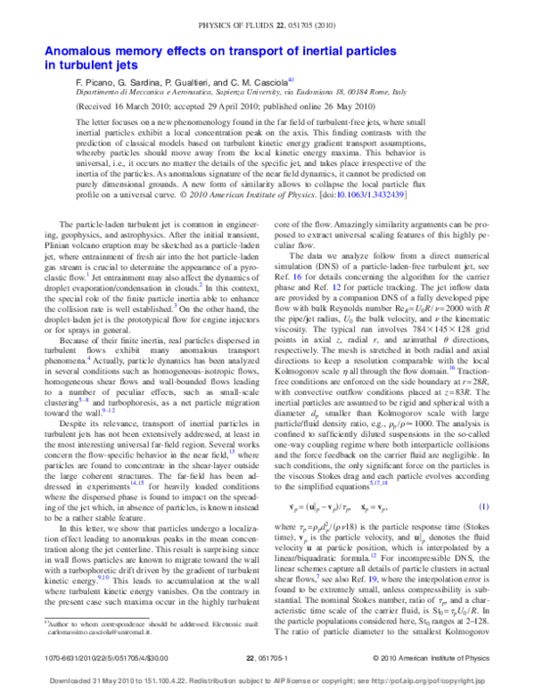 (PDF) Anomalous memory effects on transport of inertial particles in ...