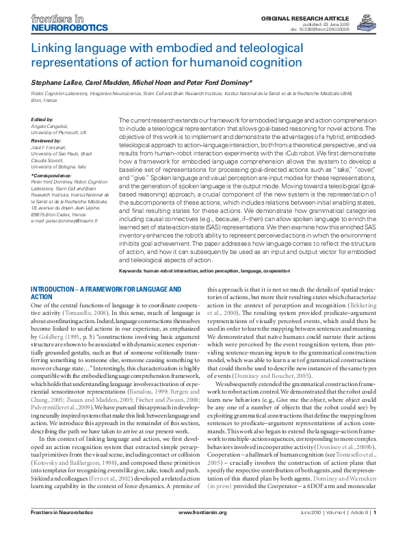 (PDF) Linking language with embodied and teleological representations ...
