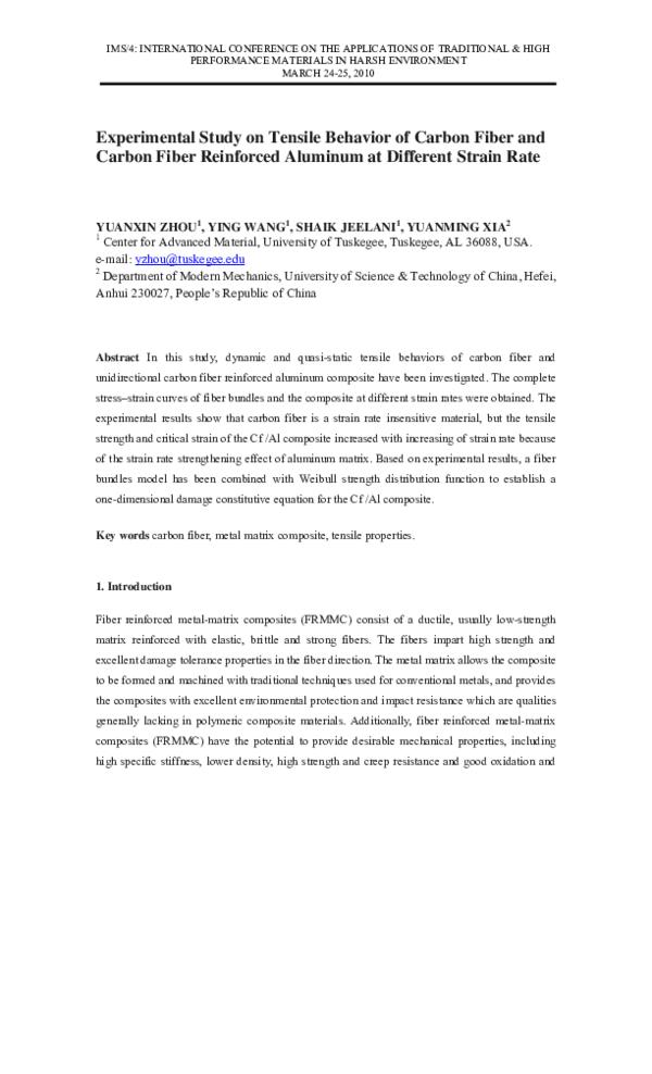 (PDF) Experimental Study on Tensile Behavior of Carbon Fiber and Carbon ...
