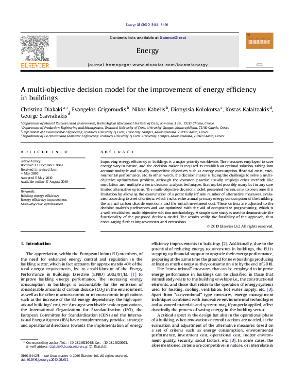 (PDF) A multi-objective decision model for the improvement of energy ...